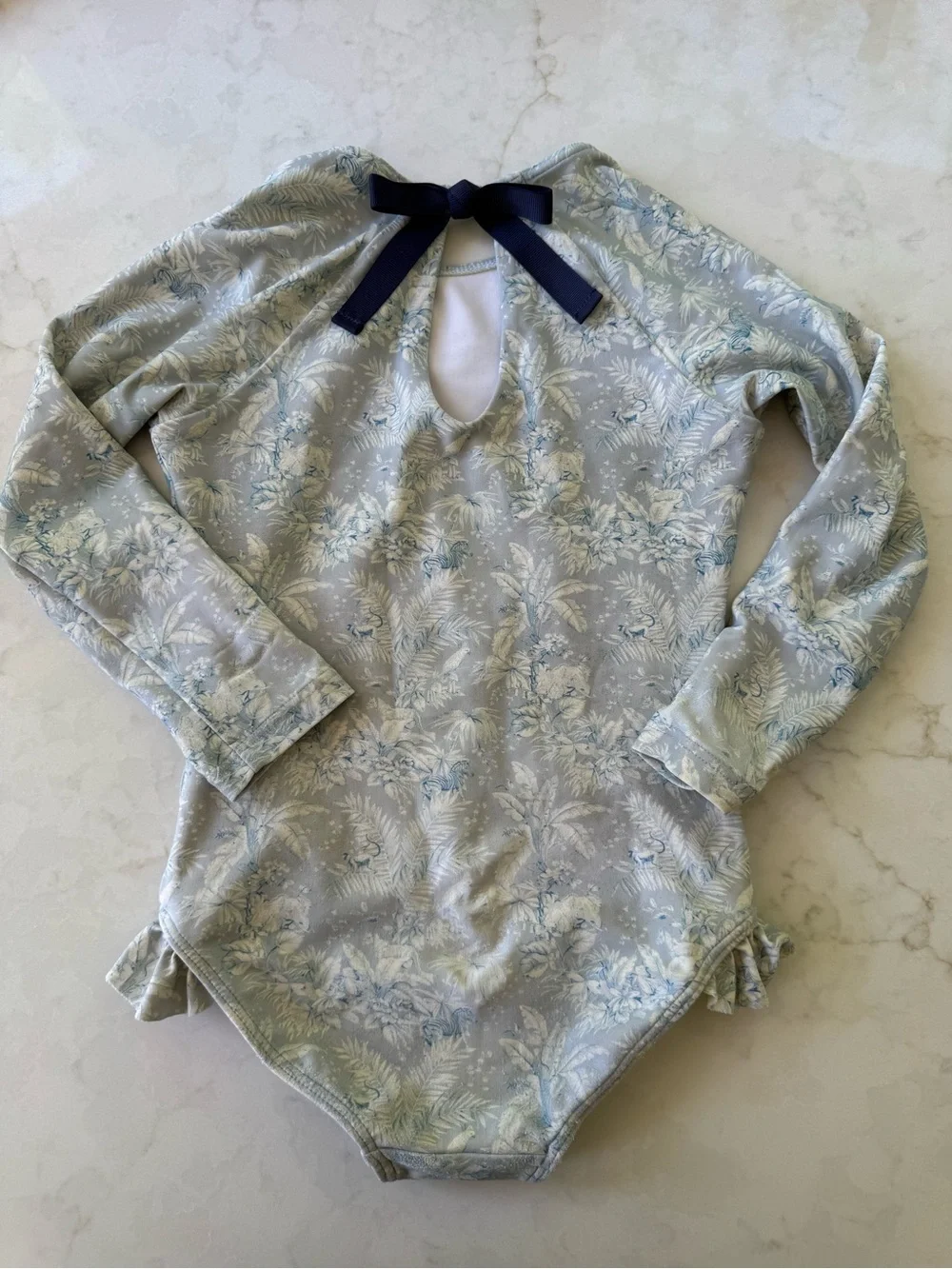 Girls' Long-Sleeve toile Rashguard Swimsuit - Light Blue